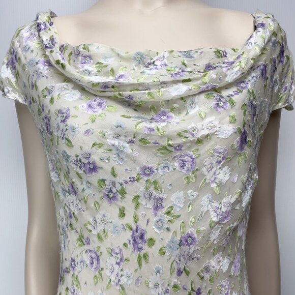 Vintage PRÉCIS Flowy Silk Shimmering Foral Burn-out Mermaid White - Picture 4 of 9